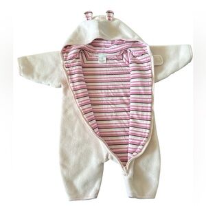 Vintage Hanna Andersson Pink Stripe Lined Hooded w/ears -Cold Weather One Piece